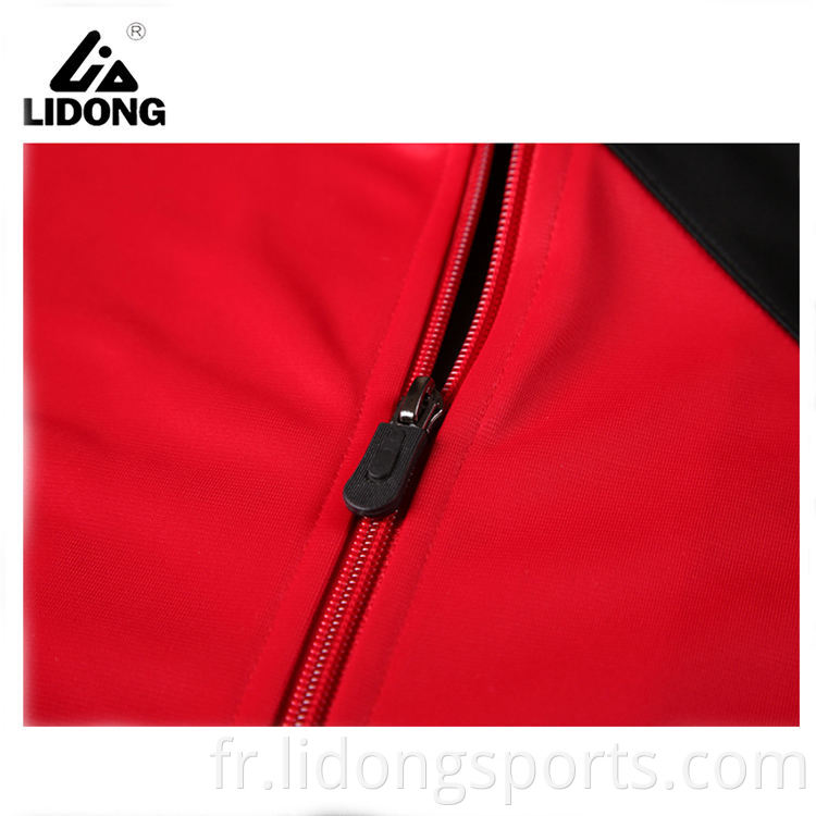 Custom Sports Hommes Entraînement Jobging Veste Plain Soccer Team TrackSuit Jacket Veste de piste Noir et rouge